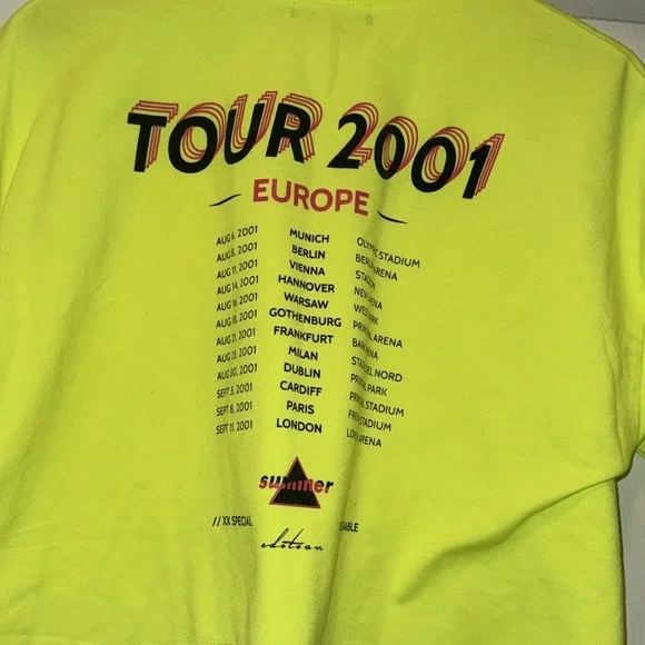 Bershka Neon Yellow Crop Top T-Shirt M/L Tour 2001 Europe XX Special - Picture 6 of 7